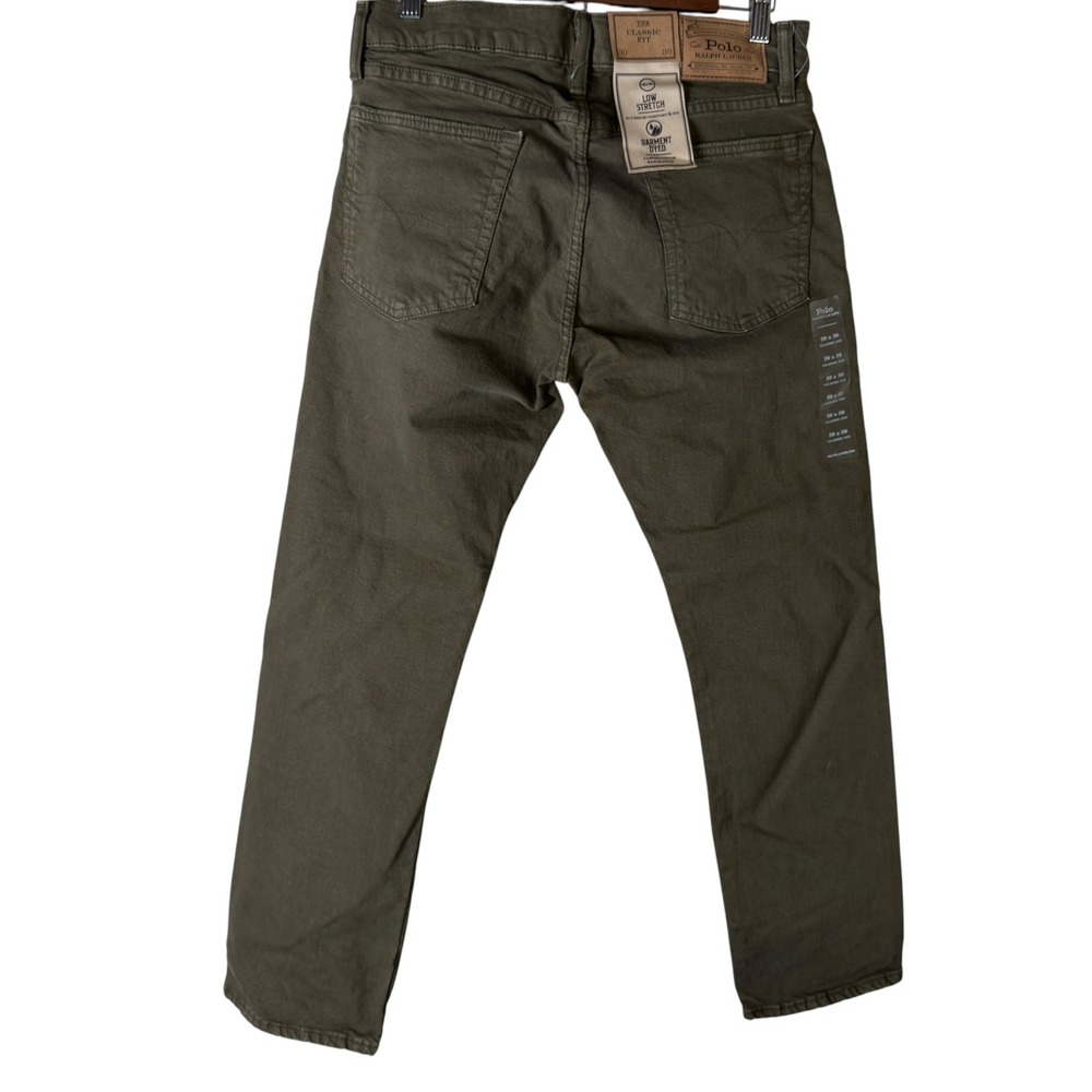 Polo Ralph Lauren Classic Jeans Mens 30x30 Garment Dyed‎ Stretch Army Dark Green - Picture 2 of 8